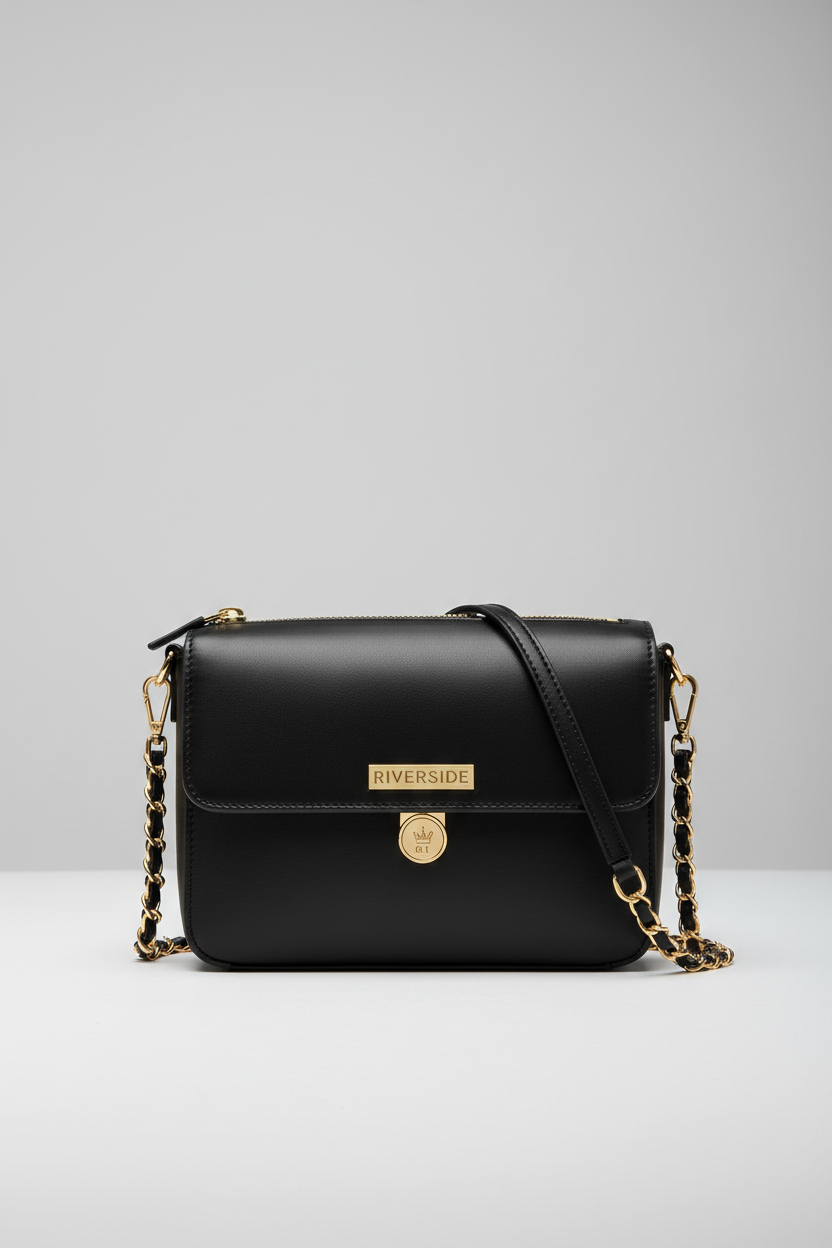 Riverside Car Club black leather crossbody purse