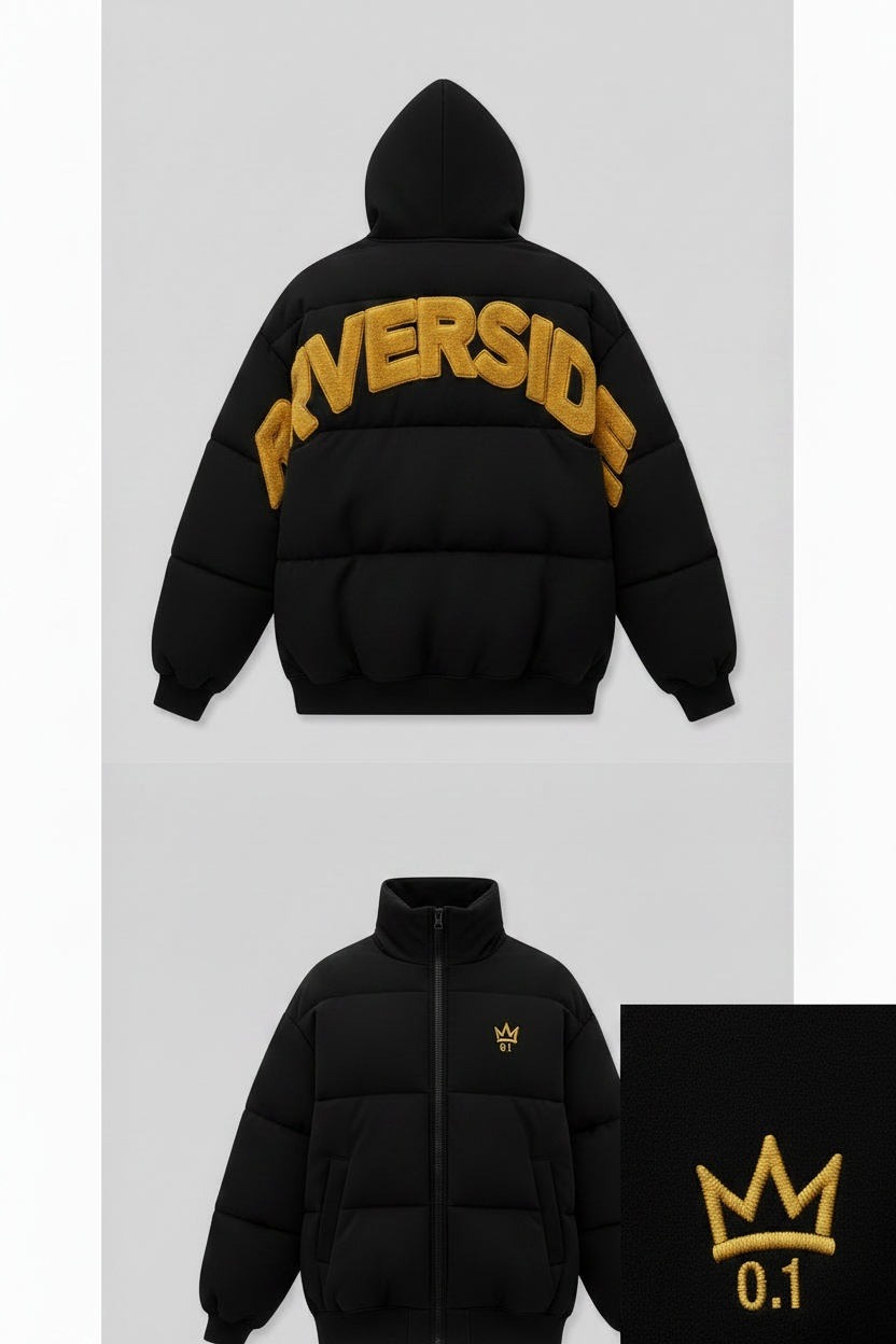 Riverside puffer jacket gold colourway