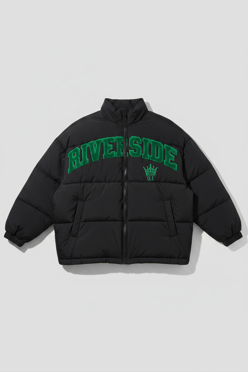 Riverside puffer jacket green colourway